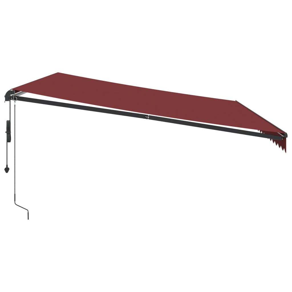 Toldo retrátil automático com luzes LED 500x350 cm bordô