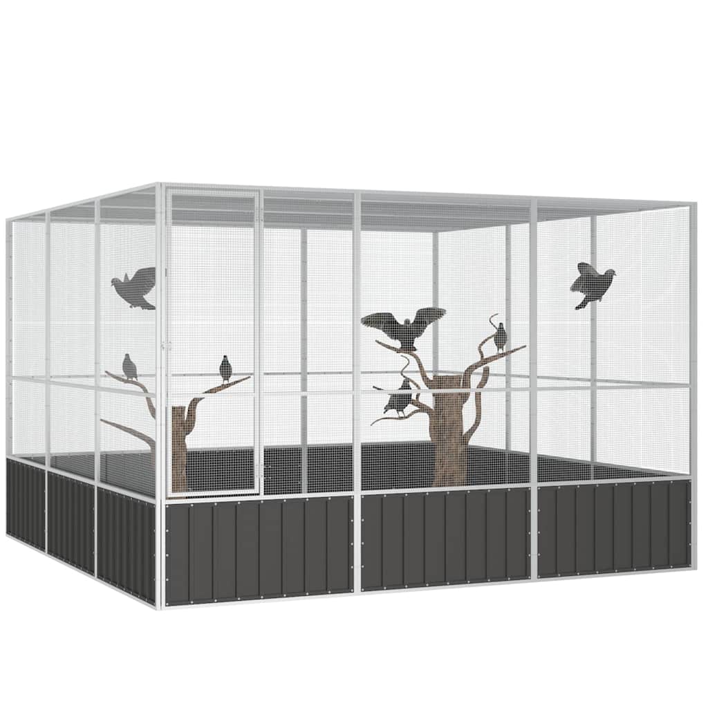 Gaiola pássaros 302,5x324,5x211,5 cm aço galvanizado antracite