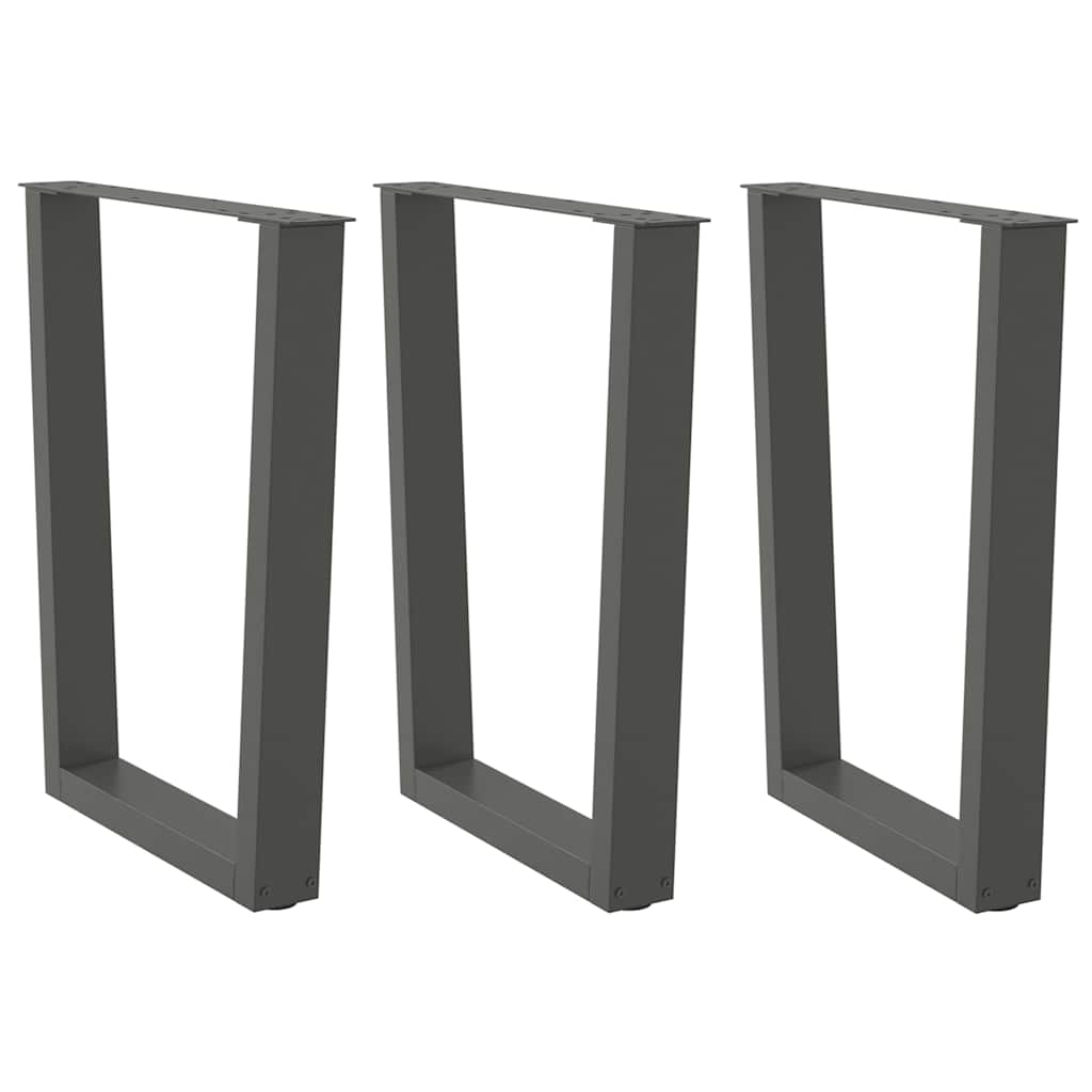 Pés para mesa de jantar em v, 3 peças, antracite, 70x(72-73,3) cm, aço