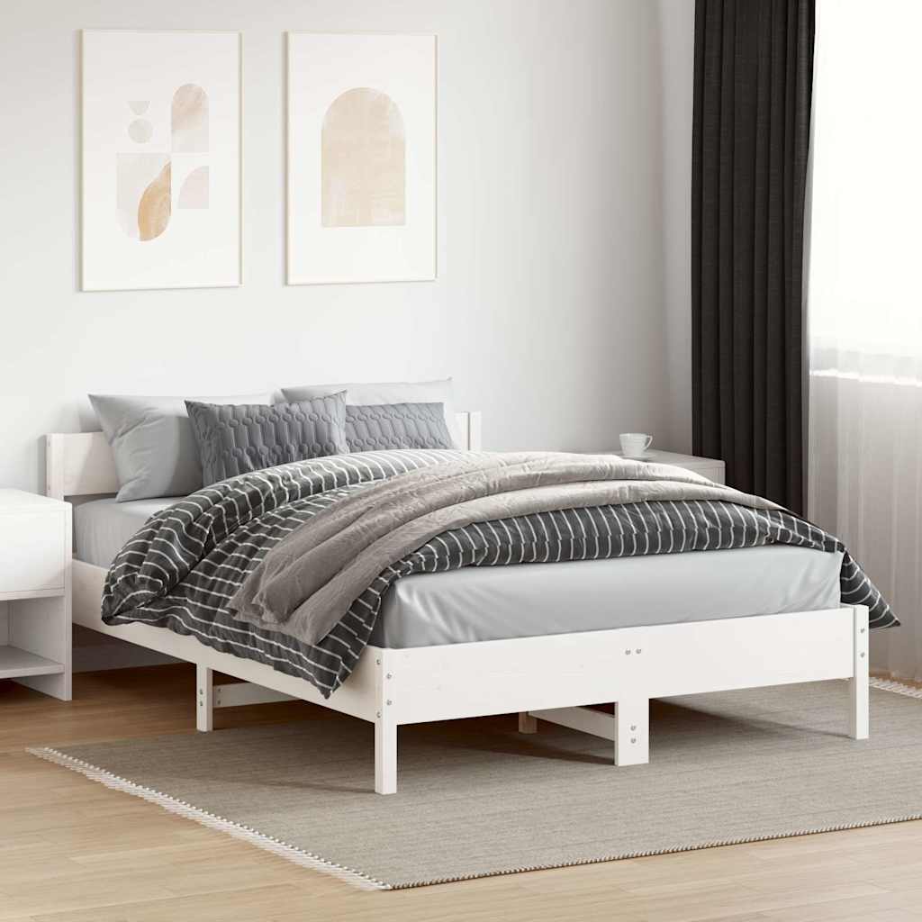Cama sem colchão 120x200 cm madeira de pinho maciça branco