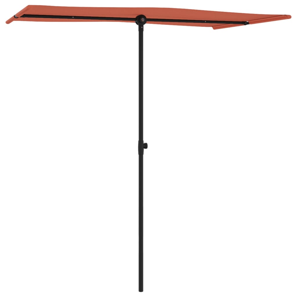 Guarda-sol de jardim c/ poste de alumínio 180x110 cm terracota