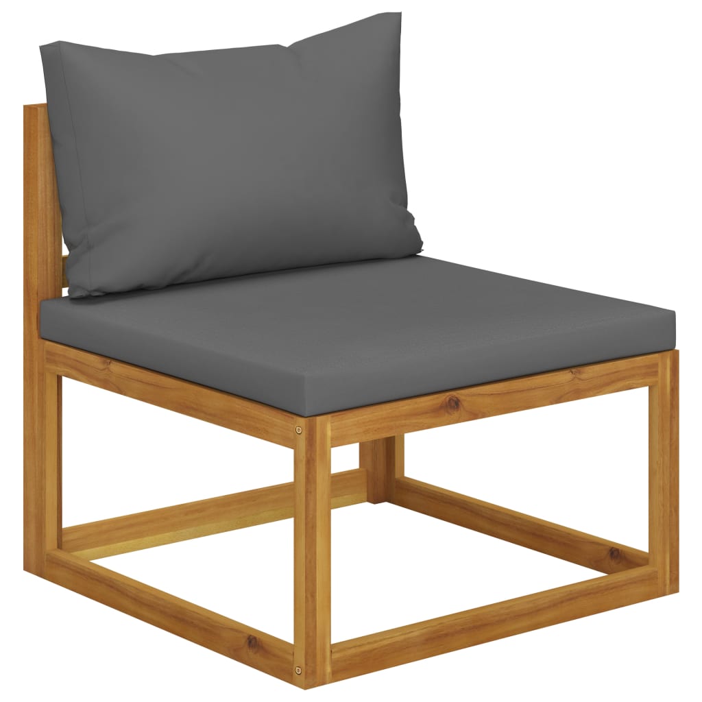 4 Pcs conjunto lounge de jardim c/ almofadões acácia maciça