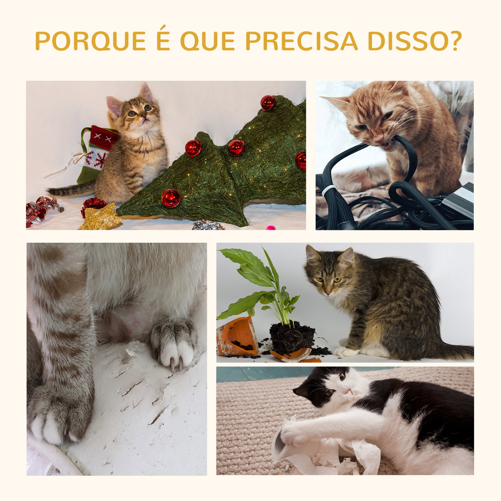 Arranhador para Gatos Arranhador para Gatos com Cama Superior Caverna 2 Almofadas 2 Postes Escada 57x37x100,5cm Bege