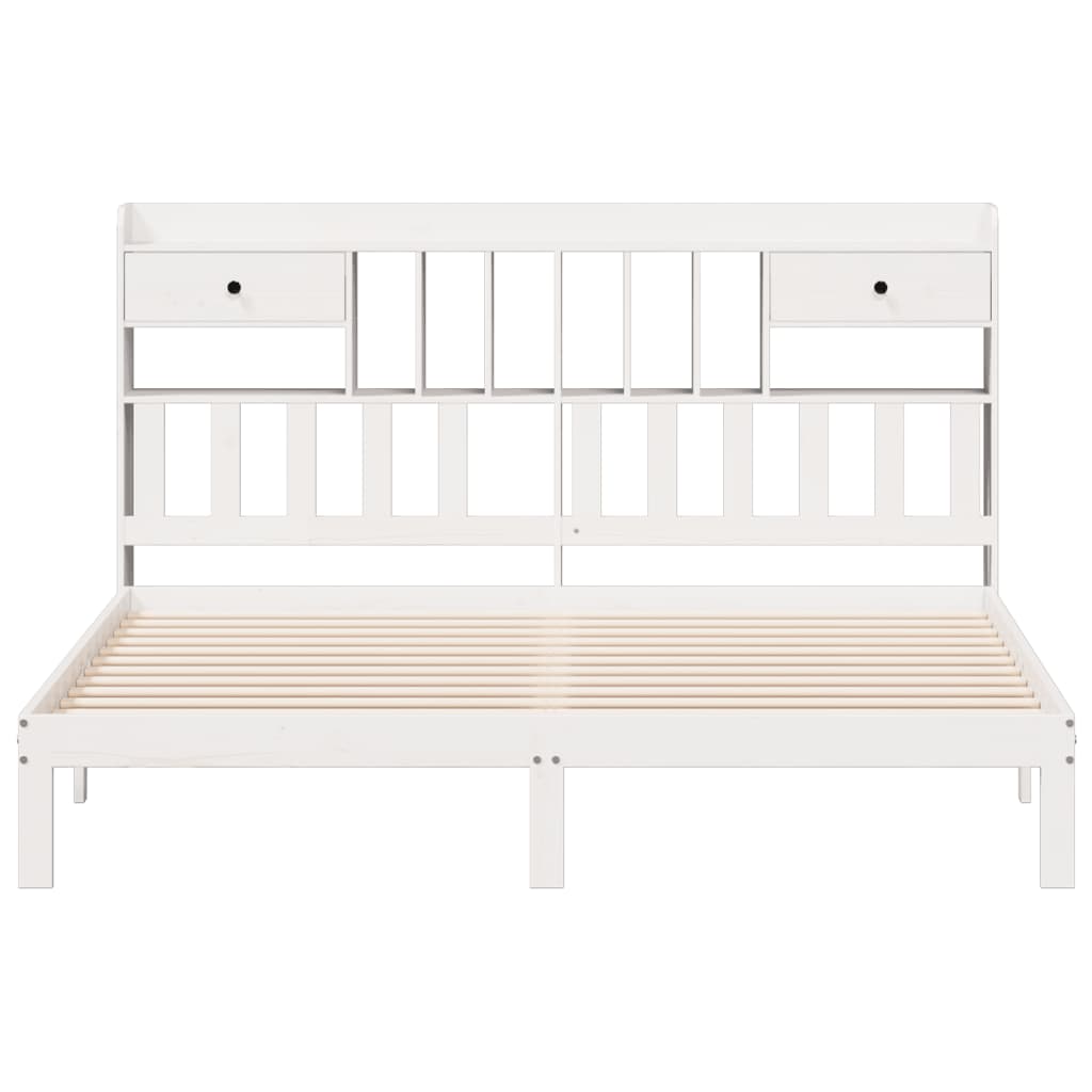 Cama com estante sem colchão 180x200 cm pinho maciço branco