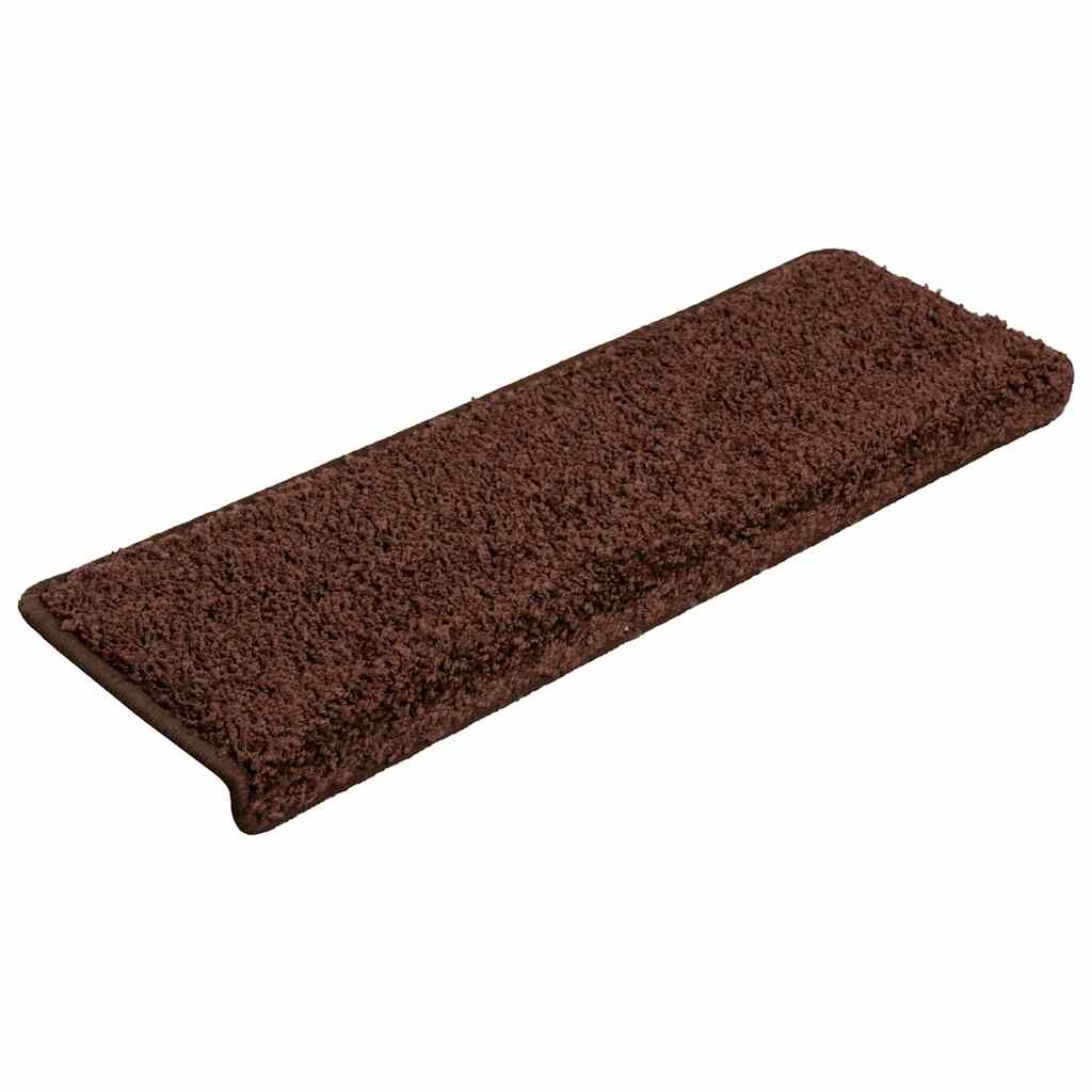 Tapetes de escada 30 peças 65x21x4 cm marrom com borda retangular