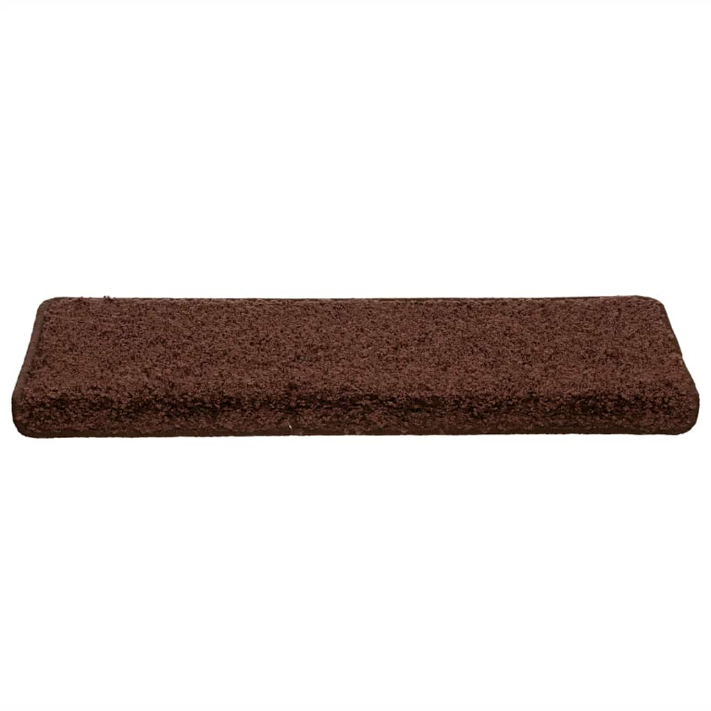 Tapetes de escada 30 peças 65x21x4 cm marrom com borda retangular