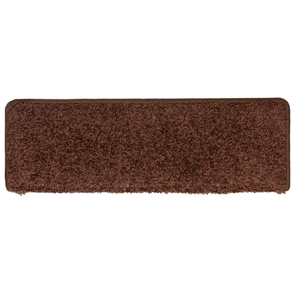 Tapetes de escada 30 peças 65x21x4 cm marrom com borda retangular
