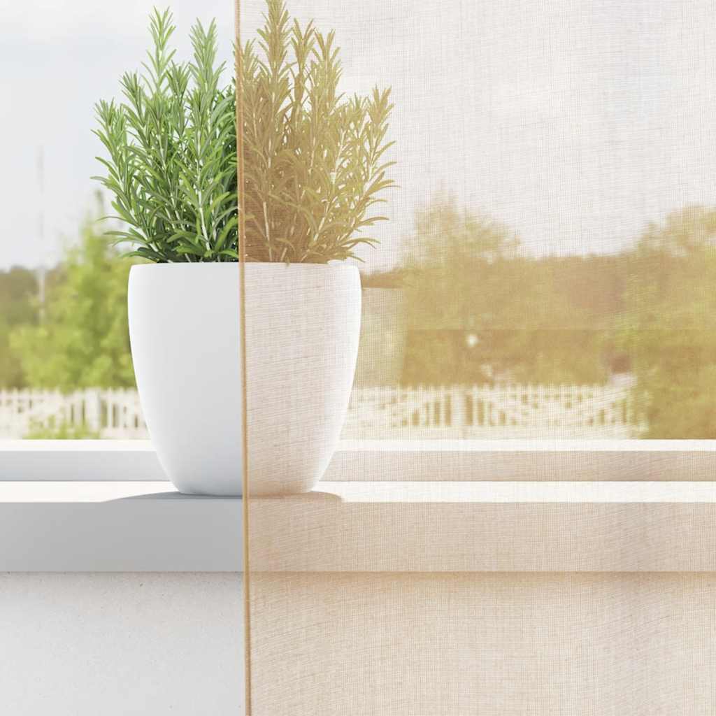 Cortinas de voile com laços 2 pcs areia 140x225 cm