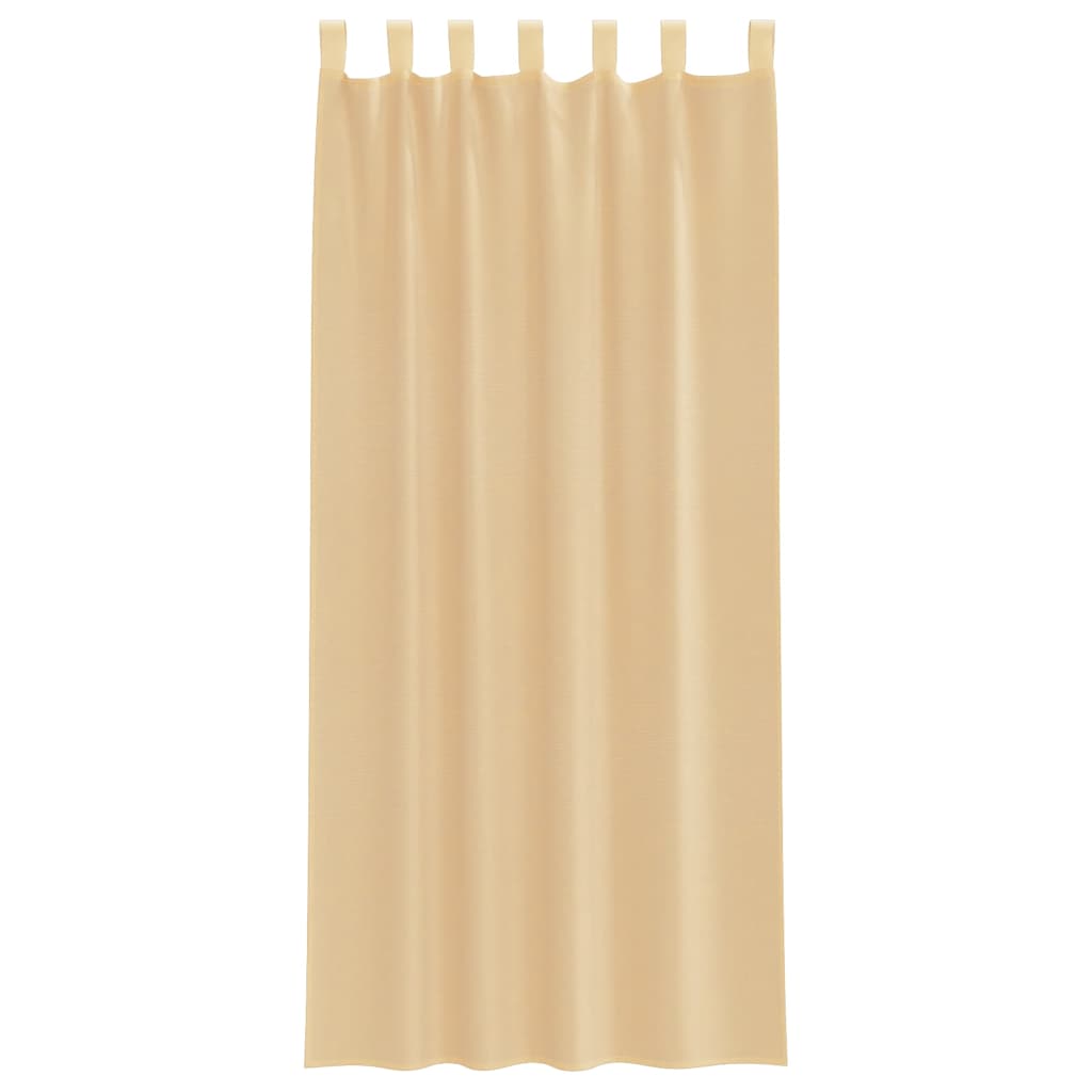 Cortinas de voile com laços 2 pcs areia 140x225 cm