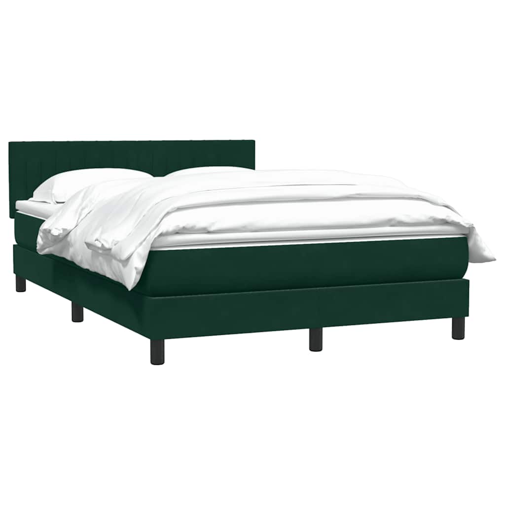 Cama com molas/colchão 160x220 cm veludo verde-escuro