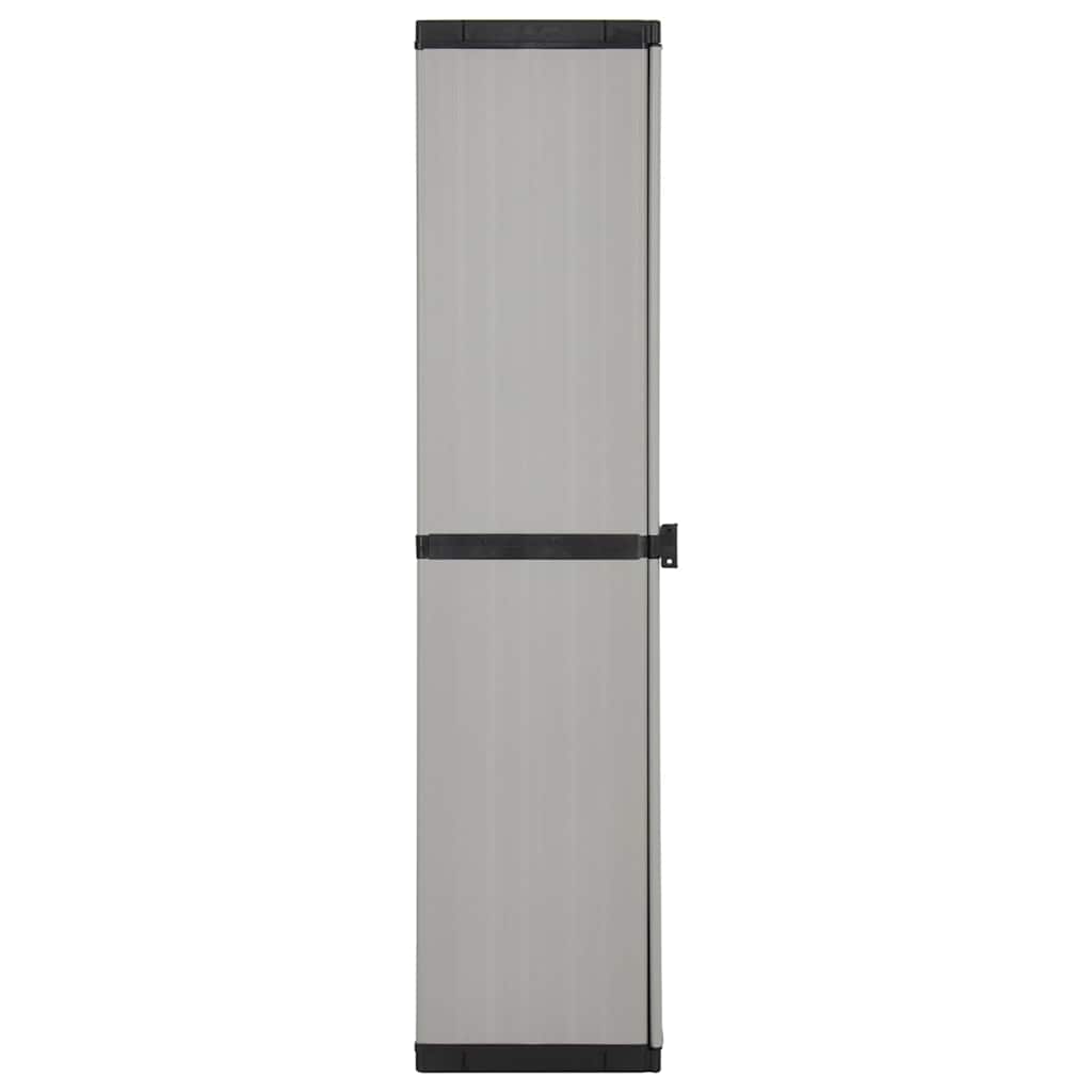Armário arrumação jardim 3 prateleiras 34x40x168cm cinza/preto