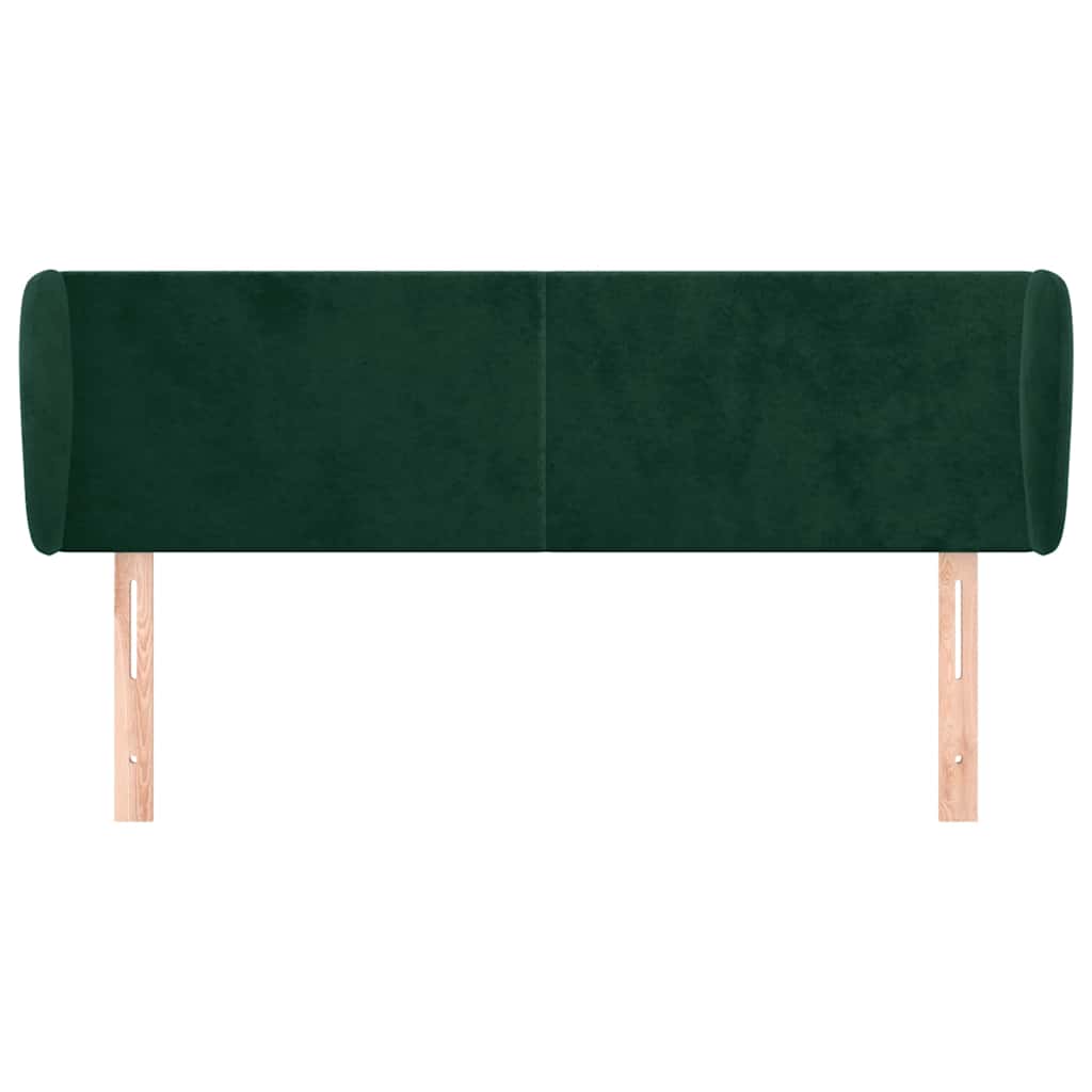 Cabeceira de cama c/ abas veludo 147x23x78/88cm verde-escuro