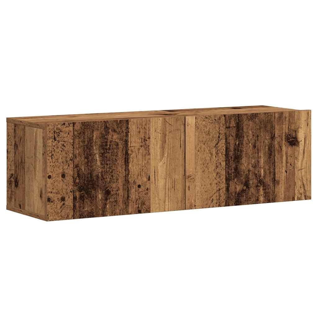 Armários de TV montados na parede 3 pcs madeira velha