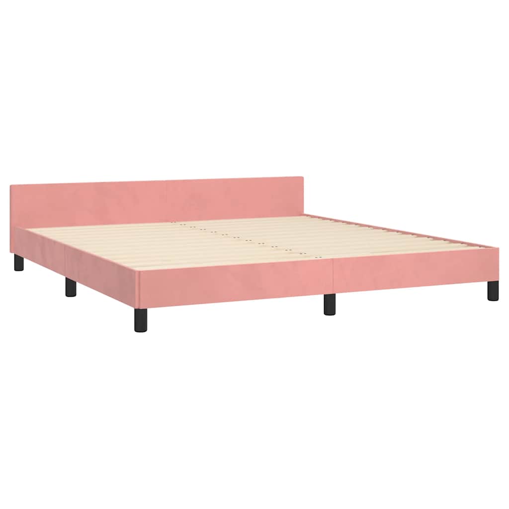 Estrutura cama c/ cabeceira sem colchão 160x200 cm veludo rosa