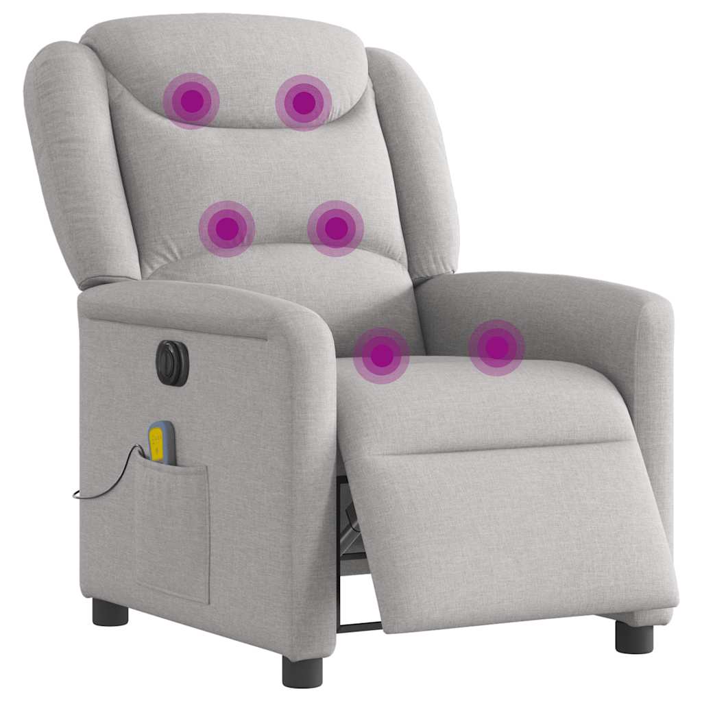 Poltrona massagens reclinável elétrica tecido cinzento-nublado