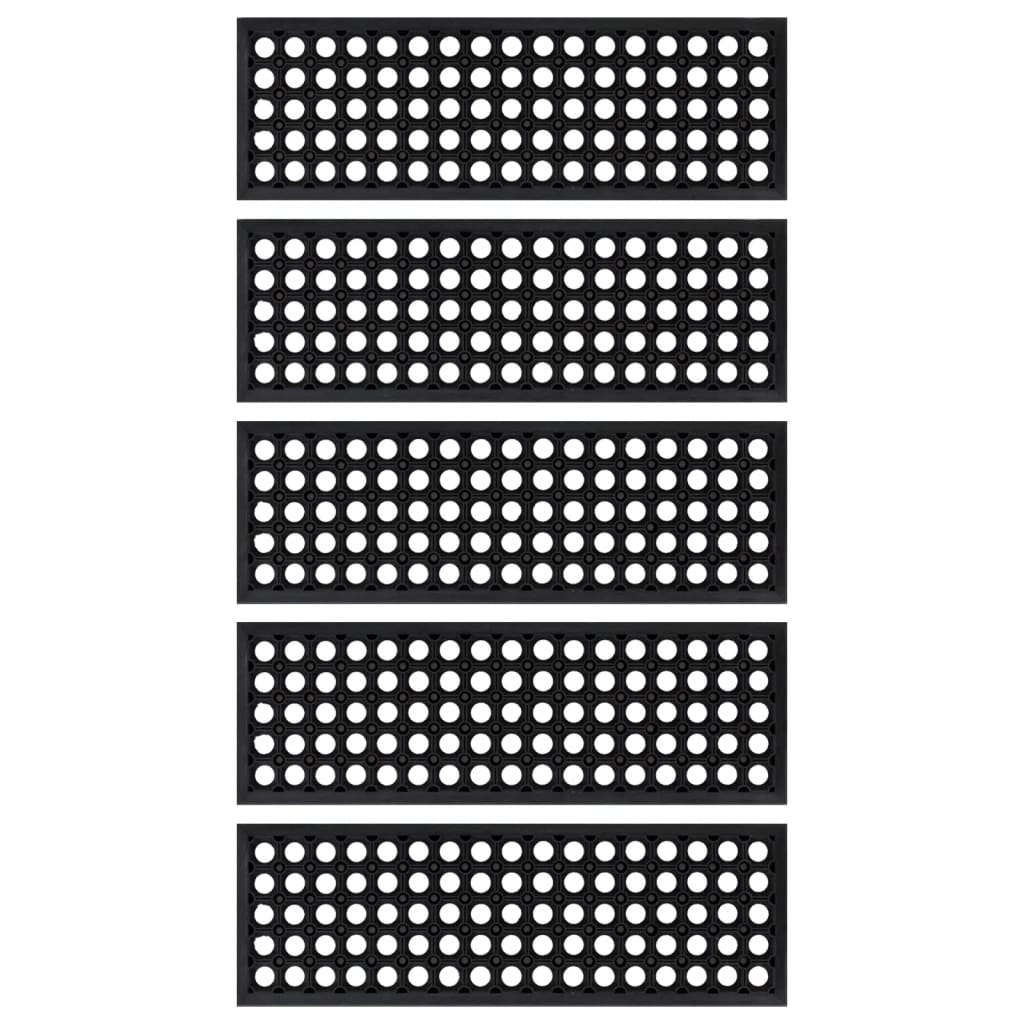Tapetes de escada 5 pcs 25x75 cm borracha