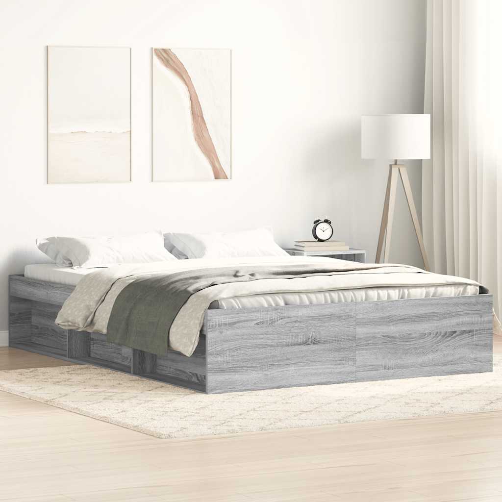 Estrutura de cama king 150x200 cm cinzento sonoma