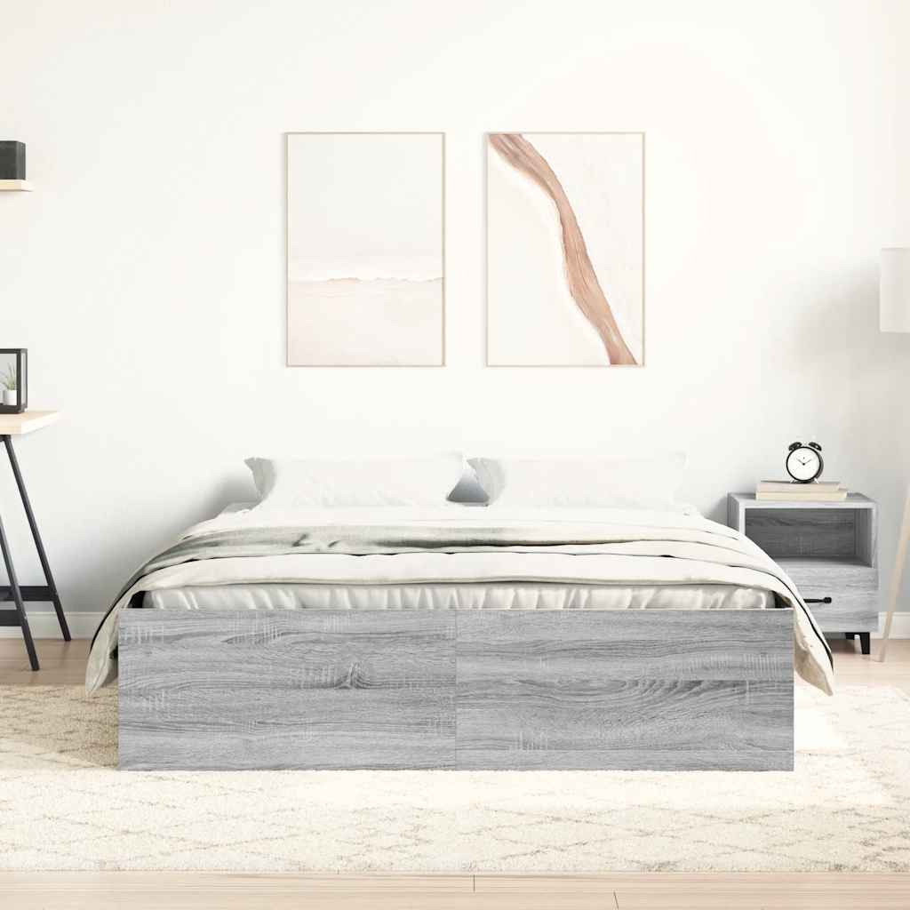 Estrutura de cama king 150x200 cm cinzento sonoma