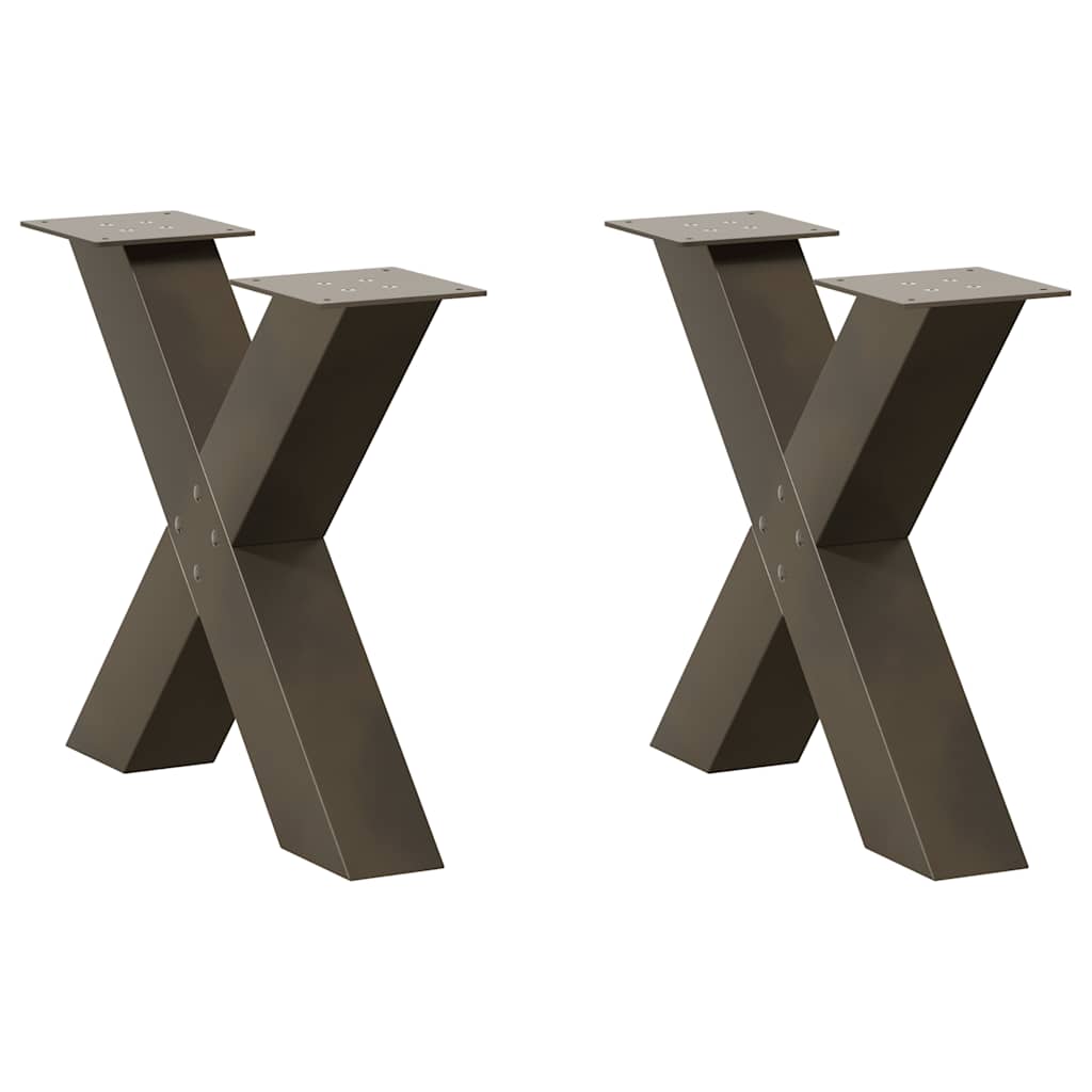 Pés para mesa de centro em formato de x, 2 peças, aço natural, 60x (42-43) cm, aço