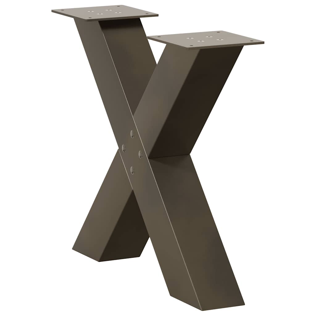 Pés para mesa de centro em formato de x, 2 peças, aço natural, 60x (42-43) cm, aço