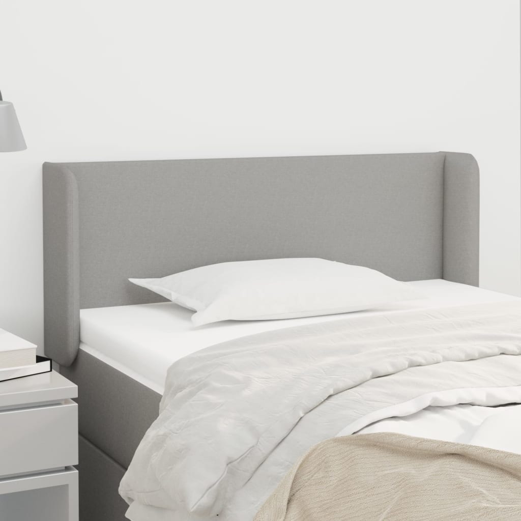 Cabeceira de cama c/ abas tecido 83x16x78/88 cm cinzento-claro