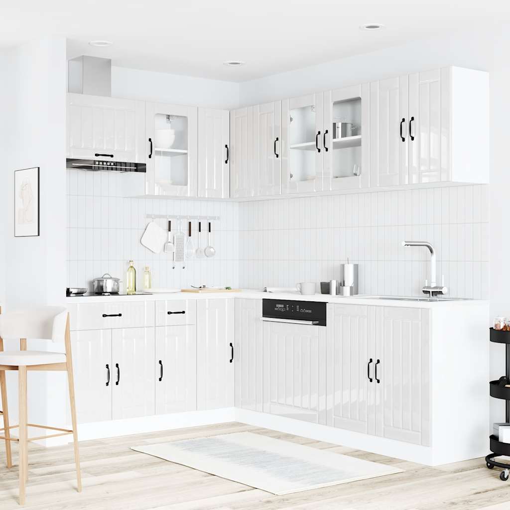 11 Peças armário de cozinha conjunto lucca brilho branco