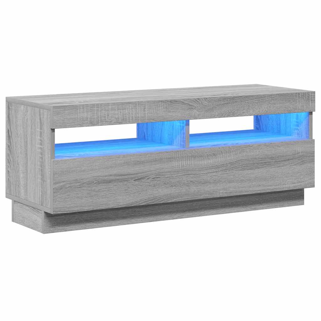 Móvel de TV com luzes LED 100x35x40 cm sonoma cinzento