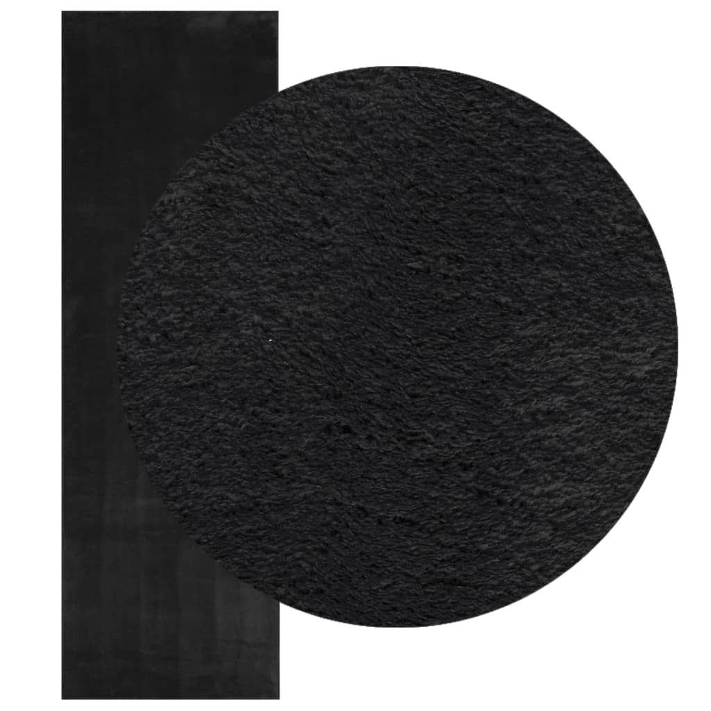 Tapete pelo curto macio e lavável huarte 80x250 cm preto