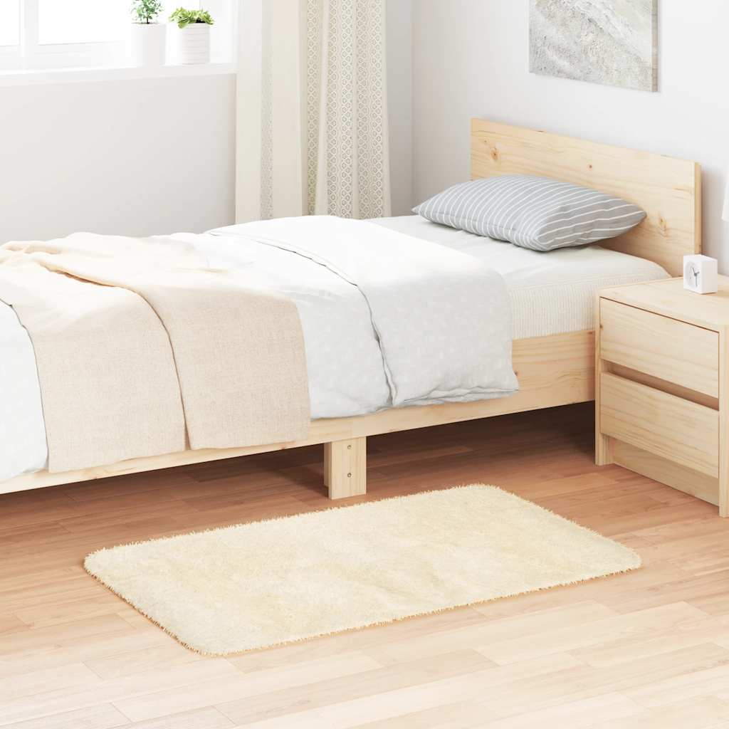 Tapete shaggy de pelo alto navarra 60x100 cm poliéster creme