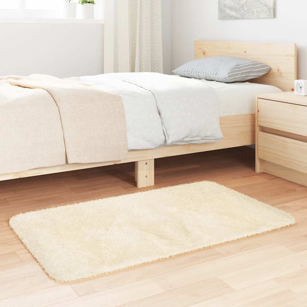 Tapete shaggy de pelo alto navarra 60x100 cm poliéster creme