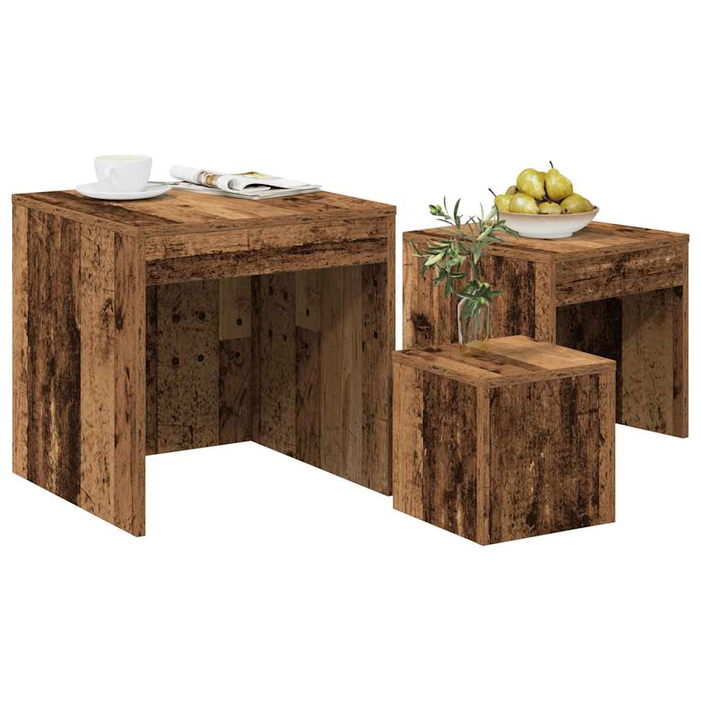 Mesas de encastrar 3 pcs derivados de madeira madeira velha