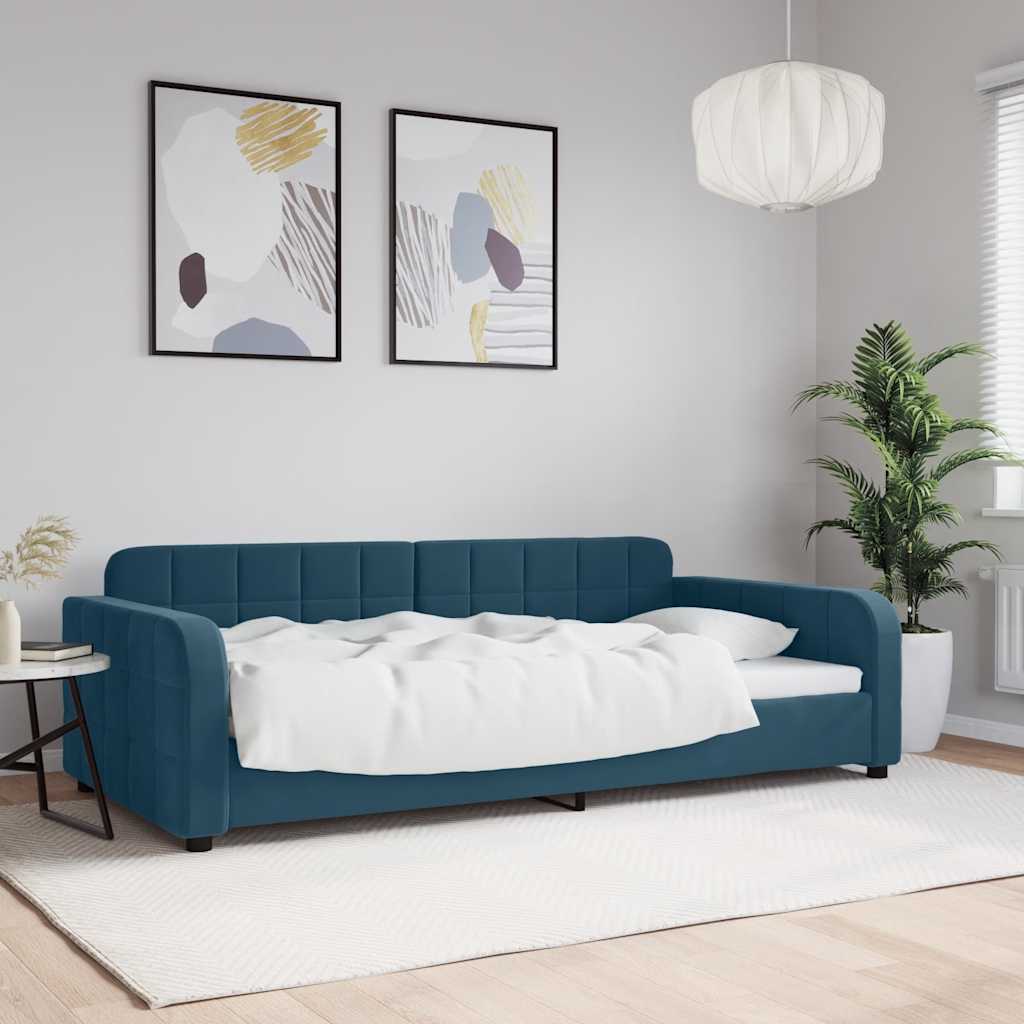 Sofá-cama 100x200 cm veludo azul