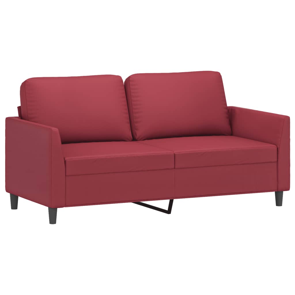 3 Pcs conjunto sofás c/ almofadões couro artif. vermelho tinto