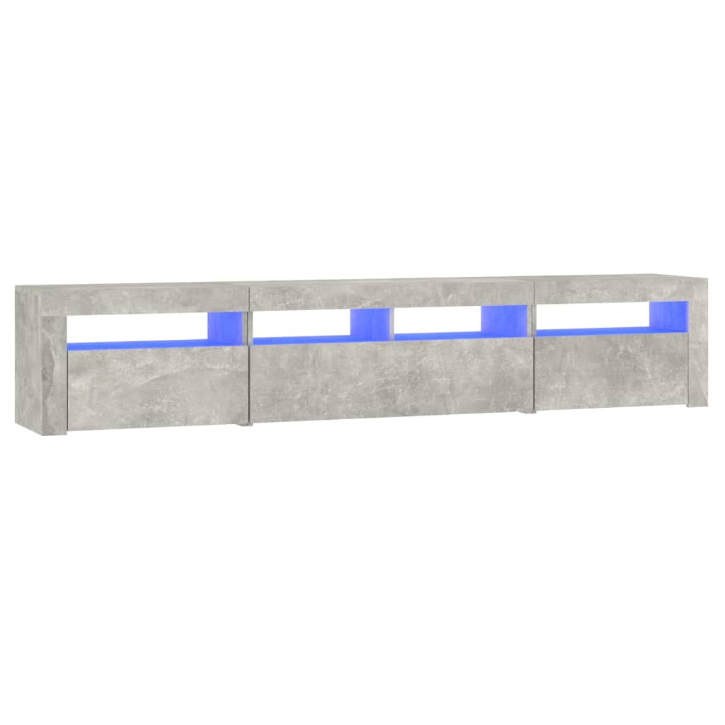 Móvel de TV com luzes LED 210x35x40 cm cinzento cimento