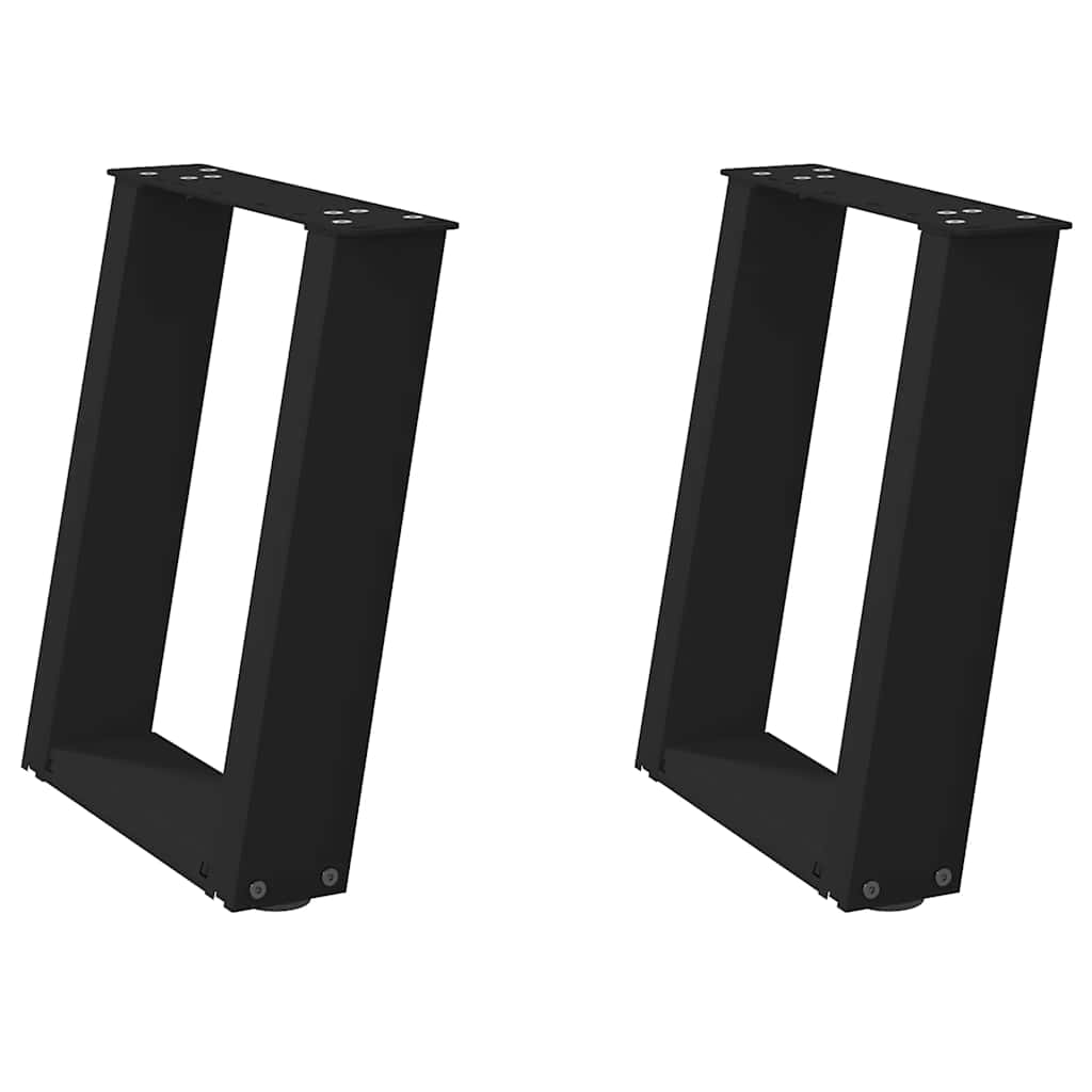 Pés para mesa de centro em formato de u, 2 peças, preto, 38x(42-43) cm, aço