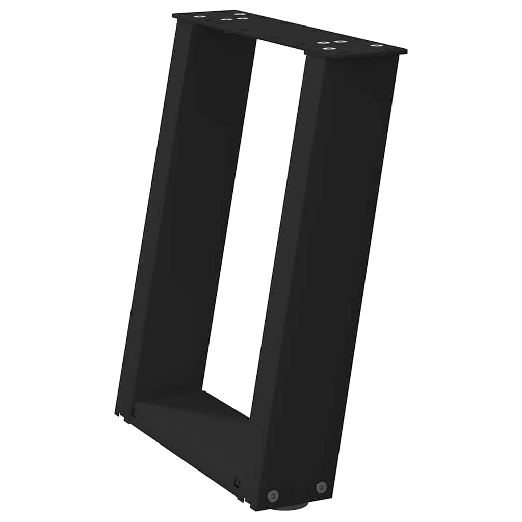 Pés para mesa de centro em formato de u, 2 peças, preto, 38x(42-43) cm, aço