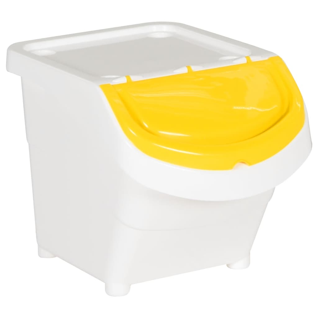 Caixotes do lixo com tampa empilháveis 3 pcs 78 l PP branco