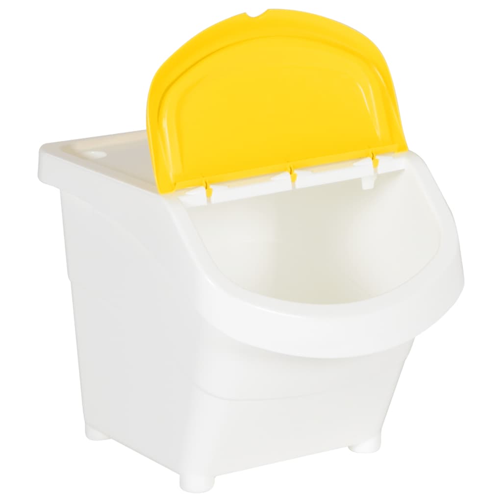 Caixotes do lixo com tampa empilháveis 3 pcs 78 l PP branco