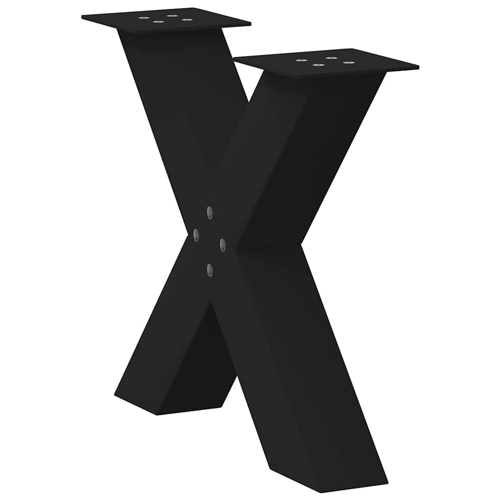 Pés para mesa de centro em formato de x, 2 peças, preto, 60x (42-43) cm, aço