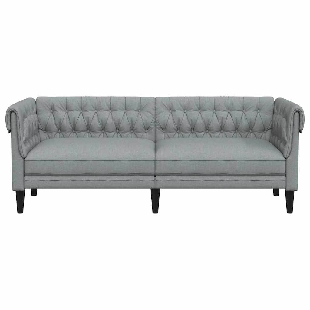 Sofá chesterfield 3 lugares tecido cinzento-claro