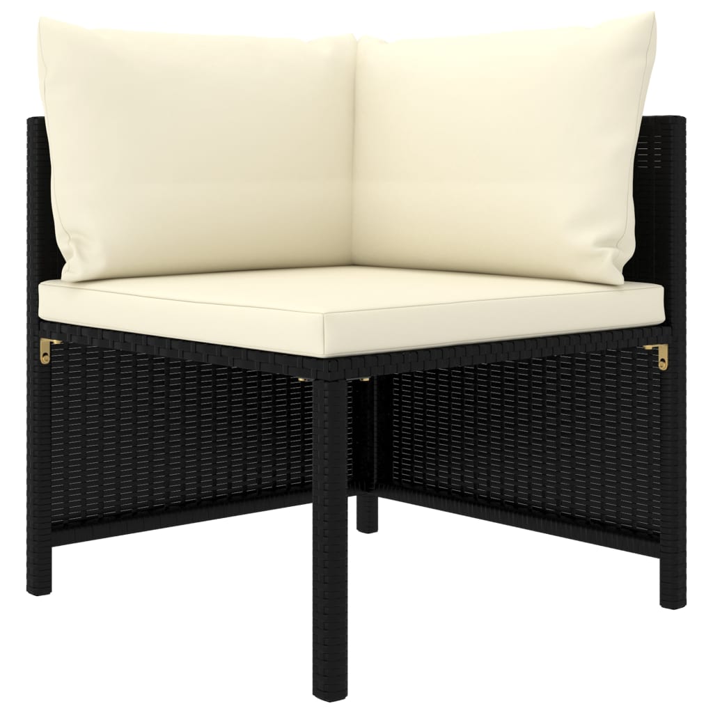 6 Pcs conjunto lounge de jardim c/ almofadões vime PE preto