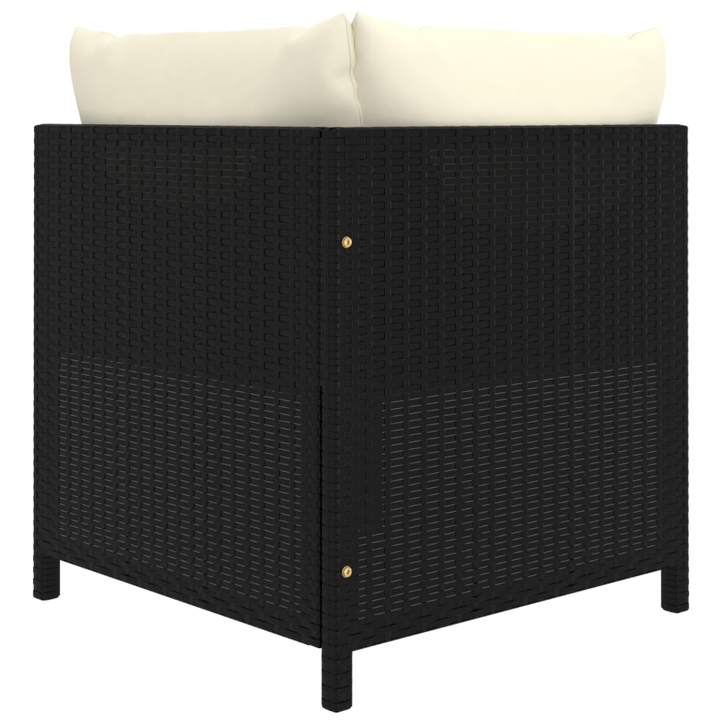 6 Pcs conjunto lounge de jardim c/ almofadões vime PE preto