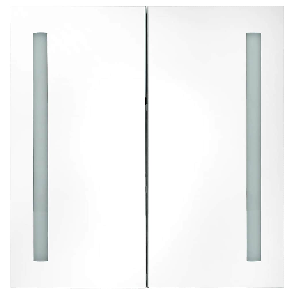Armário espelhado casa de banho LED 62x14x60cm cinzento cimento