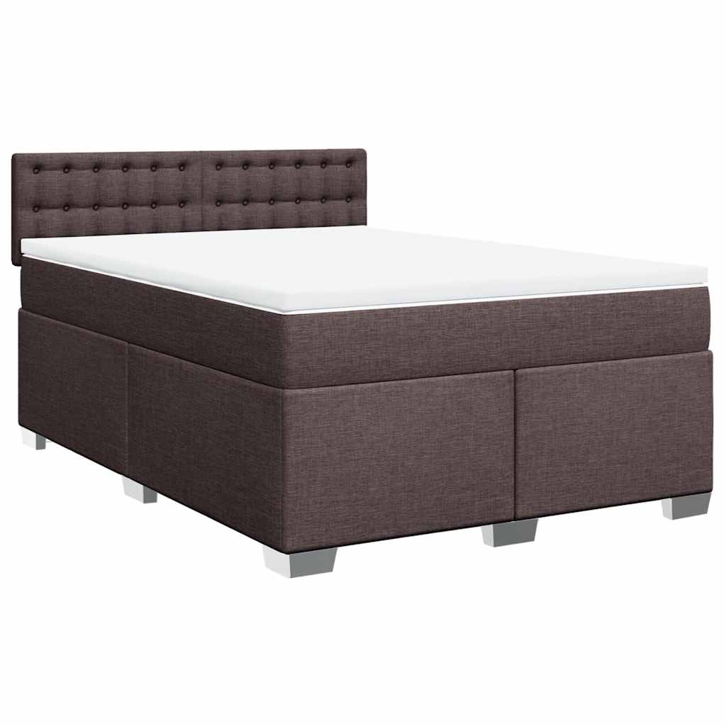 Cama com molas/colchão 140x190 cm tecido castanho-escuro