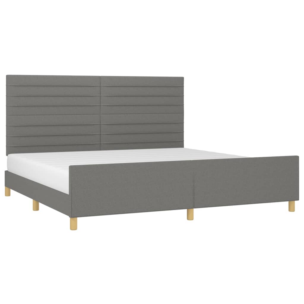 Estrutura de cama sem colchão 200x200 cm tecido cinzento-escuro