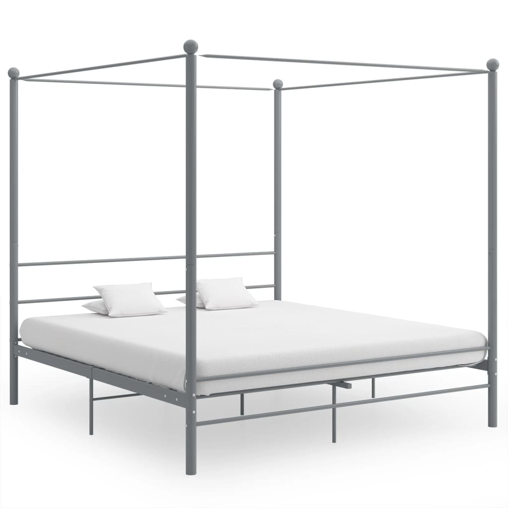 Estrutura de cama com dossel 180x200 cm metal cinzento
