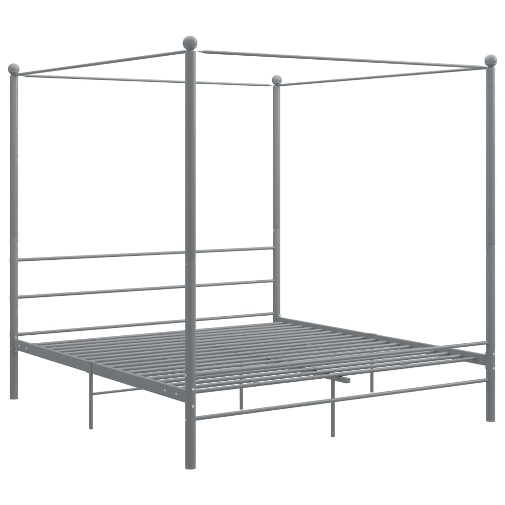 Estrutura de cama com dossel 180x200 cm metal cinzento
