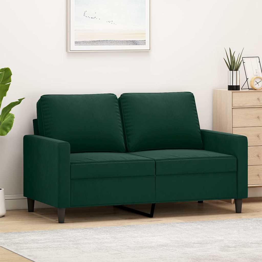 Sofá de 2 lugares 120 cm veludo verde-escuro