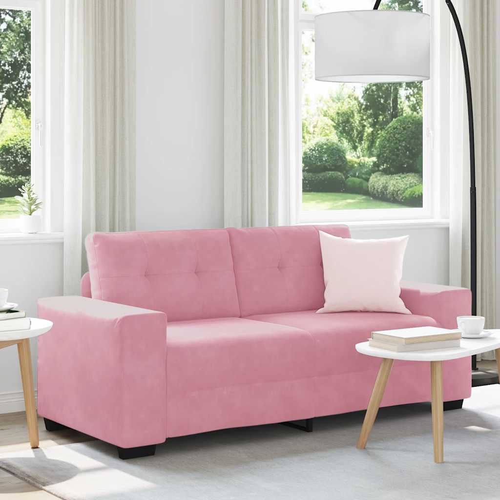 Sofá de dois lugares rosa, 180x77x82 cm, em veludo