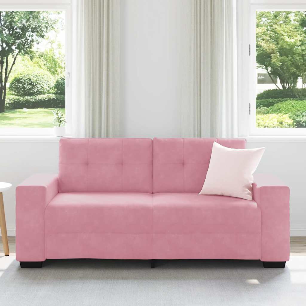Sofá de dois lugares rosa, 180x77x82 cm, em veludo